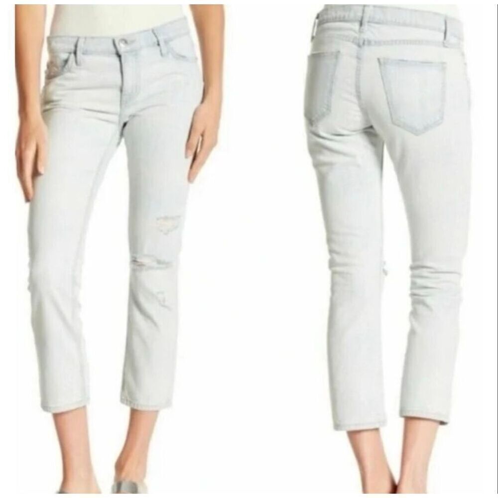 Current/Elliot cropped straight Channon destroy light wash jeans 31